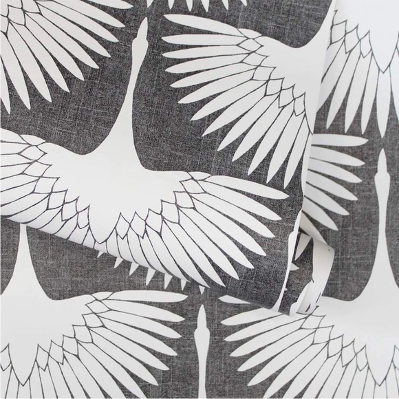 Tempaper Peel and Stick Wallpaper Feather Flock Storm Gray Genevieve Gorder NEW - Picture 5 of 12